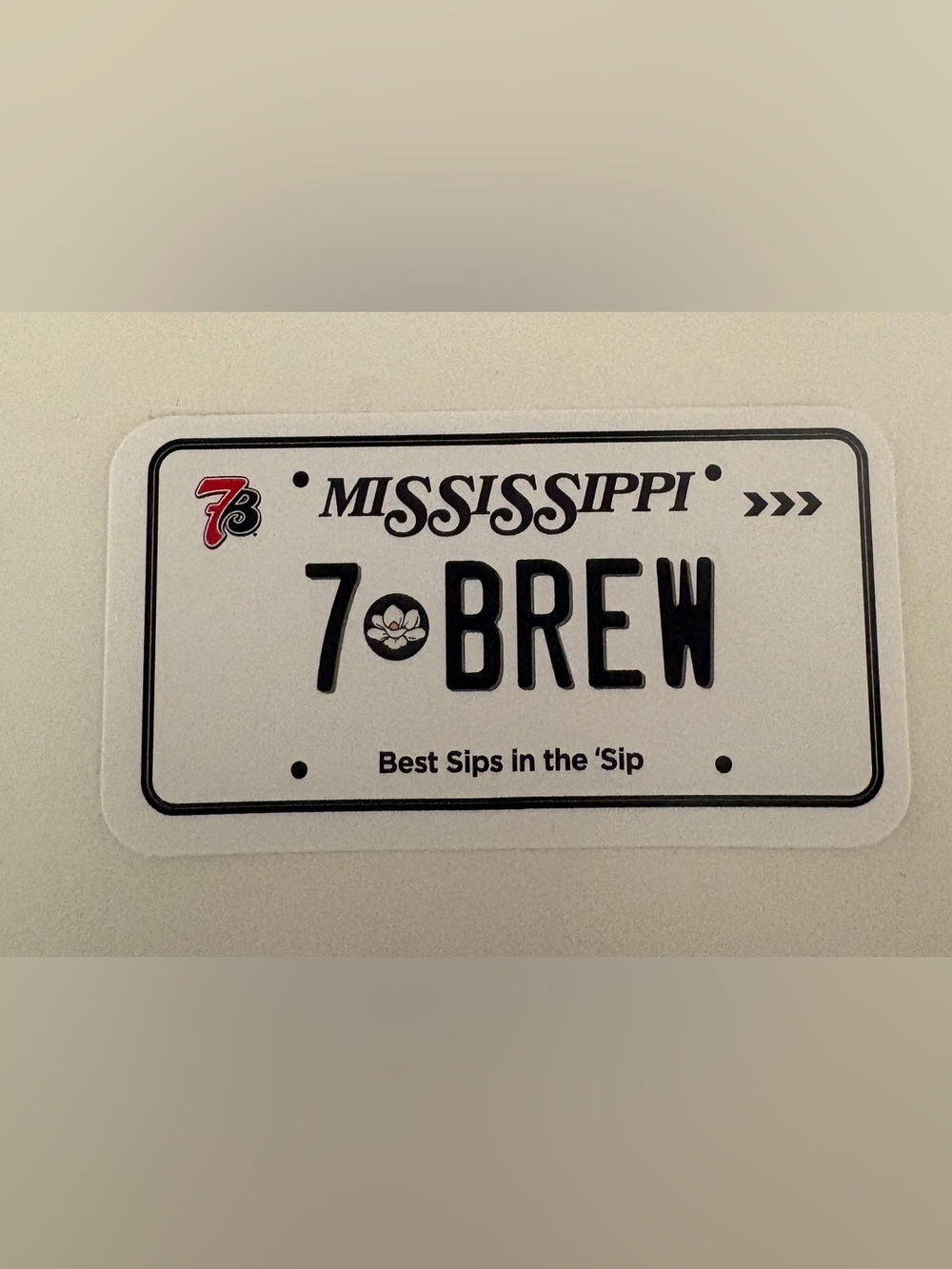 7 Brew License Plate Sticker - Mississippi